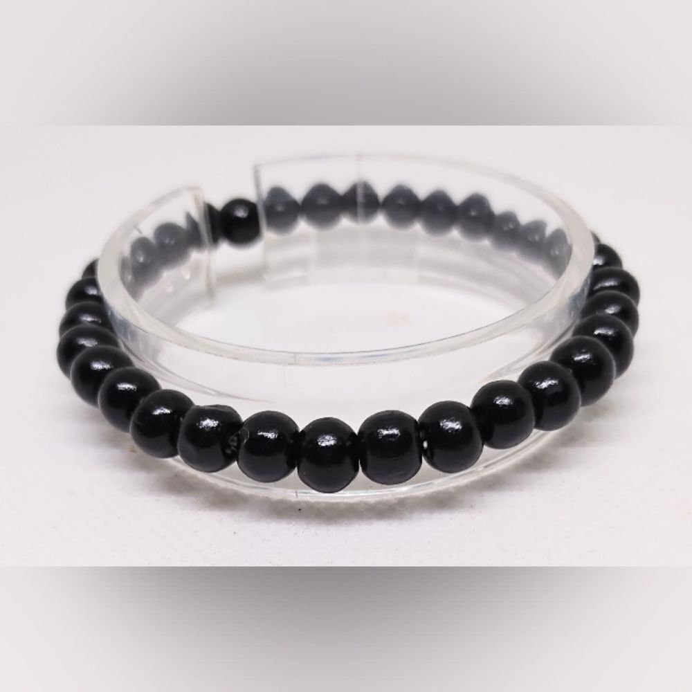 Men's bracelet beaded‎ beads black new e57